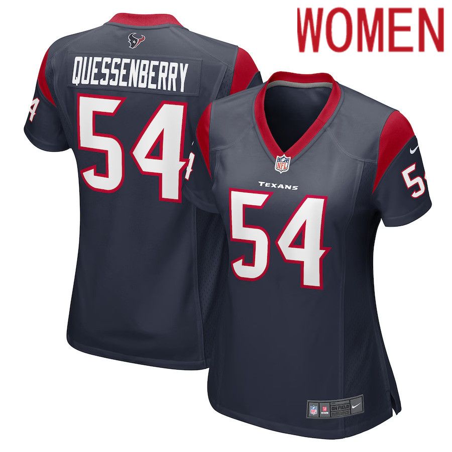 Women Houston Texans #54 Scott Quessenberry Nike Navy Game Player NFL Jersey->women nfl jersey->Women Jersey